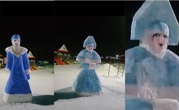 Голубой Дед Мороз со страшной Снегурочкой появились в Каргате